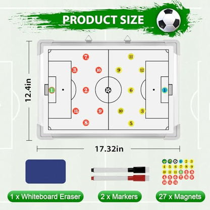 Soccer Dry Erase Coaches Clipboard, Large Soccer Lineup Coaching Strategy Tactics Board,Portable Soccer Clipboard for Coaches Soccer Dry Erase Whiteboard Strategy Tactical Blackboard