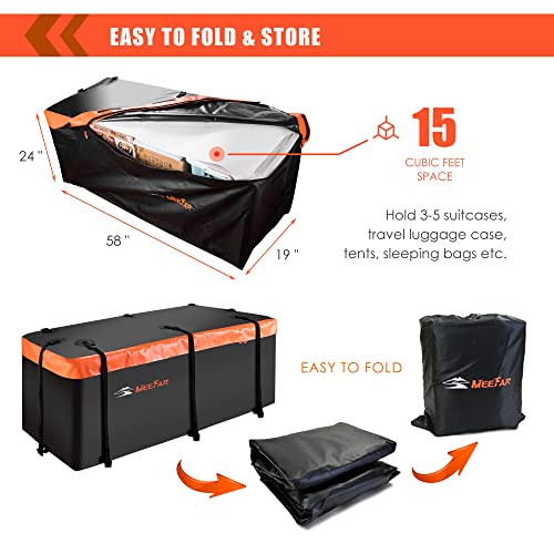 Hitch Mount Cargo Carrier Luggage Bag Waterproof 16 Cubic Feet Luggage Rack | Soft Shell Luggage Bag,Include 8 Reinforced Straps,Combination Lock,for All Vehicle with Steel Trailer Cargo Carrier Basket - size: 16 Cubic Feet