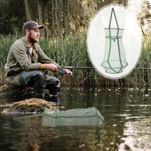Ciieeo Reusable Nylon Fishing Mesh Net Large Capacity Fish Guard Net with Drawstring for Freshwater and Saltwater Fishing