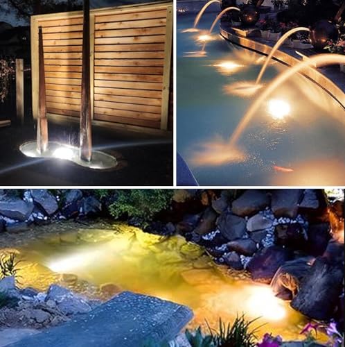 Warm White Pond Lights, 2500K Underwater Weighted Pond Light IP68 Waterproof Submersible Fountain Lights for Pond Fountain Waterfall,1 Lights - size: 1 lights