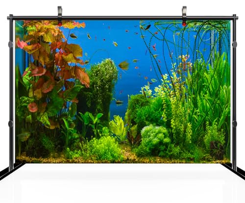 5x4ft Fish Tank Backdrop Aquarium Underwater Grass Leaves Aquatic Plant River Bed Lake Fish Background Diving Holiday Fishing Party Decoration Photo Props Wallpaper