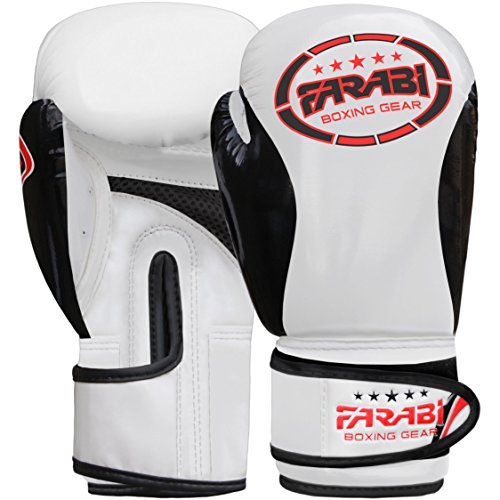 Farabi Boxing Gloves Kids Junior Muay Thai Kick Boxing Training MMA Punching Bag - color: White Black, size: 4OZ