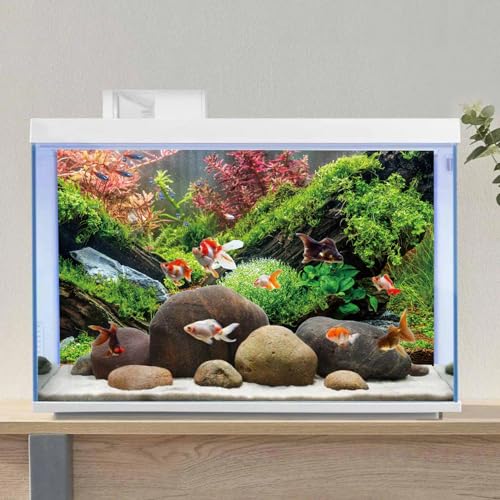 AWERT 60x24 inches Seagrass Aquarium Background Pink Aquatic Plant Stone River Bed & Lake Fish Tank Background Vinyl Background