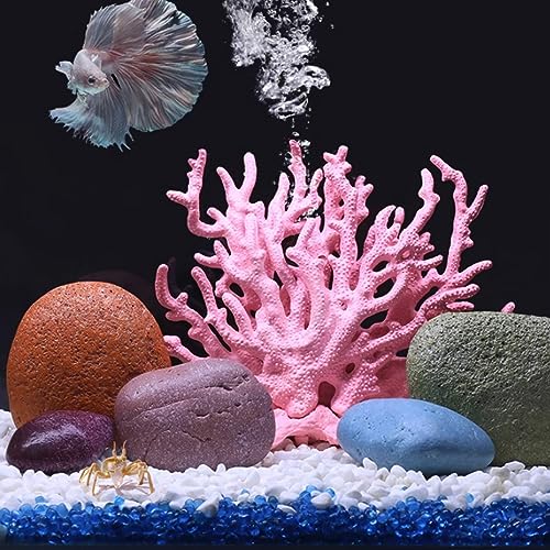 Aquarium Decorations Resin Reef Tank Decor Accessories Fake Coral Fish Tank Ornaments (Pink)
