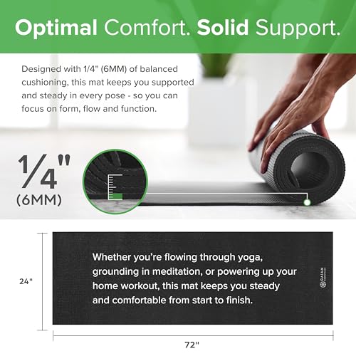 Gaiam Essentials 1/4" Thin (6mm) Yoga & Pilates, Fitness & Exercise Mat with Easy-Cinch Carrier Strap Cusion Support For Fitness and Gym Workouts - color: Green