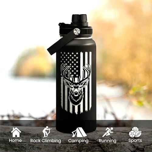 I'd Rather Be Hunting Stainless Steel Insulated Bottle - 32oz with Straw Lid - Hunting Gifts for Men, Dad, Husband, Papa; Perfect for Birthday, Christmas, Father's Day - color: Hunting 1