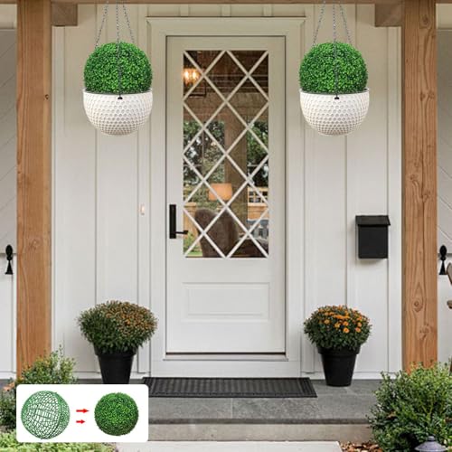 Topiary Ball Frame Set of 2, 6 Sizes Plastic Plant Support Cage (10-40cm), Artificial Grass Ball Frame for DIY Flower Arrangement, Moss Ball Holder for Wedding Home Garden Decoration (16"/40cm)