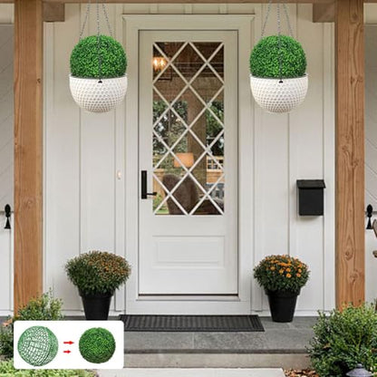 Topiary Ball Frame Set of 2, 6 Sizes Plastic Plant Support Cage (10-40cm), Artificial Grass Ball Frame for DIY Flower Arrangement, Moss Ball Holder for Wedding Home Garden Decoration (16"/40cm)