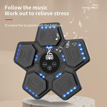 HOTSEVEN 2025 Music Boxing Machine with Boxing Gloves, Smart Bluetooth Boxing Machine with LED Electronic Wall Mounted, Music Boxing Target Workout Punching Equipment for Home(Upgrade) - style: QJB-22(pentagon)