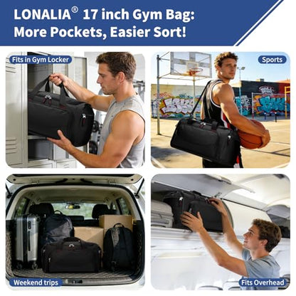 Gym Bags for Men, 30L Small Duffle Bag, Black - color: Black, size: 30L-17 inch