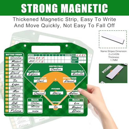 Magnetic Baseball Lineup Board, Baseball Clipboard for Coaches with Bag