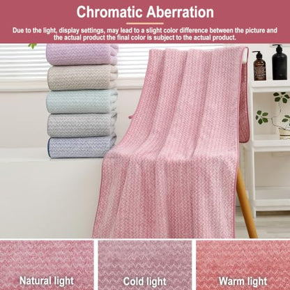 JML Microfiber Bath Towels, 2 Pack, 27x55 in, Fine Wave Pink - color: Cationic Fine Wave Pink, size: 2 Pack (27 in x 55 in)