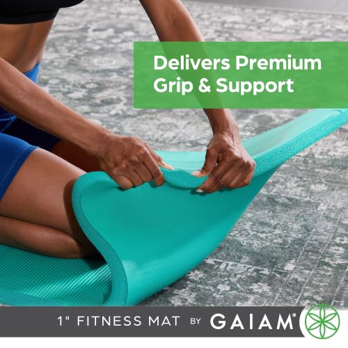 Gaiam Thick Yoga Mat, Exercise & Fitness Mat with Easy-Cinch Carrying Strap - color: Purple, size: 1"