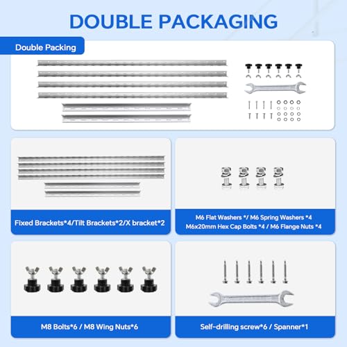 45 Inch 4 Sets Solar Panel Mounting Brackets Kit 0-90 Adjustable Solar Panel Tilt Mount Brackets for 100-400W Panels Windproof for Roof,RV,Ground,Boat and Off-Grid. (4Sets)