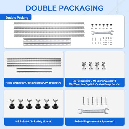 45 Inch 4 Sets Solar Panel Mounting Brackets Kit 0-90 Adjustable Solar Panel Tilt Mount Brackets for 100-400W Panels Windproof for Roof,RV,Ground,Boat and Off-Grid. (4Sets)