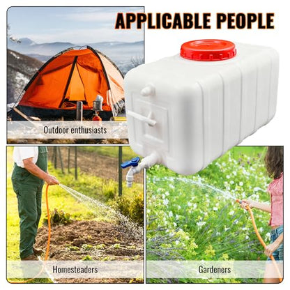 13Gallon/50L Water Storage Tank, Portable Water Tank for Outdoor Camping, Farms and Gardens, Rectangular Translucent White