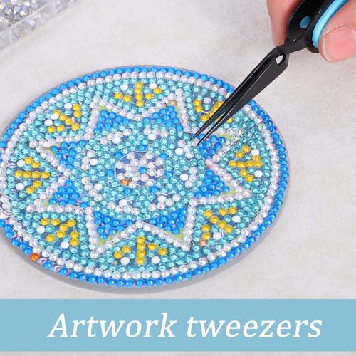 2 Pcs Reverse Tweezers for Crafting, Reverse Tweezers Precision Curved Bent Straight Tweezer with Soft Grip Stainless Steel Craft Crossing Lock Tweezer for Sticker DIY Jewelry Beading Nail Electronic