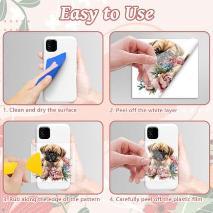 Peacoblue 18 Sheets Rub on Transfers for Crafts, Dog and Flowers 3.6"x3.9" UV DTF Cup Wraps Waterproof Rub on Cold Transfers Stickers for Wood Glass Metal Cup Tumblers Mirrors Mugs Home Decor - style: Dog and flowers