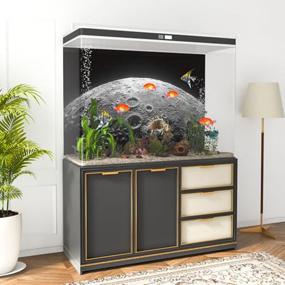 AWERT 72x18 inches Aquarium Background Moon Surface Space Planets Fish Tank Background Polyester Terrarium Background - size: 72x18in/180x45cm