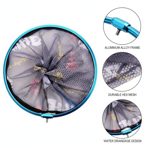 Aluminum Alloy Replacement Landing Net Head for Fishing Rod Handles - Blue Frame
