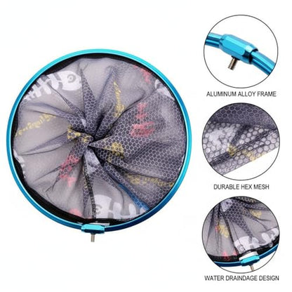 Aluminum Alloy Replacement Landing Net Head for Fishing Rod Handles - Blue Frame
