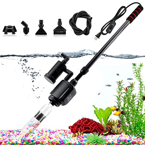AQQA Electric Aquarium Gravel Cleaner, 6 in 1 Automatic Fish Tank Cleaning Tools Gravel Vacuum for Aquarium, Suitable for Change Water Wash Sand Water Filter and Water Circulation (320GPH, 20W) - size: 6-in-1 Aquarium Gravel Cleaner