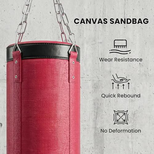 Soozier Punching Bag with Stand for Adults 72.8" 90.9" | Freestanding Boxing Stand, Canvas Sandbag, Stable Triangular Base, 1" Weight Plate Storage, Home Gym MMA, Height Adjustable