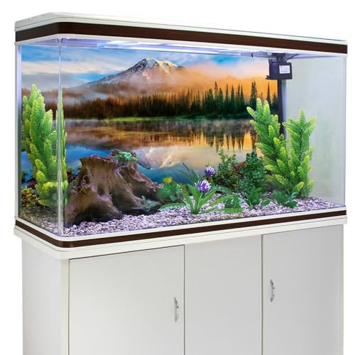 YongFoto Fish Tank Background 30x18 inch Aquarium Background Forest Lakes Rivers Mountains Nature Scenery Backdrop Reptile Habitat Terrarium Background - color: Green-2, size: 30x18in/75x45cm