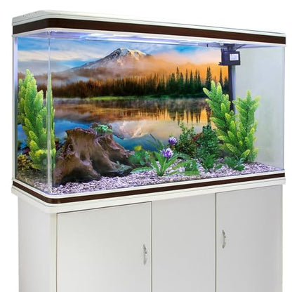 YongFoto Fish Tank Background 30x12 inch Aquarium Background Forest Lakes Rivers Mountains Nature Scenery Backdrop Reptile Habitat Terrarium Background - color: Green-2, size: 30x12in/75x30cm