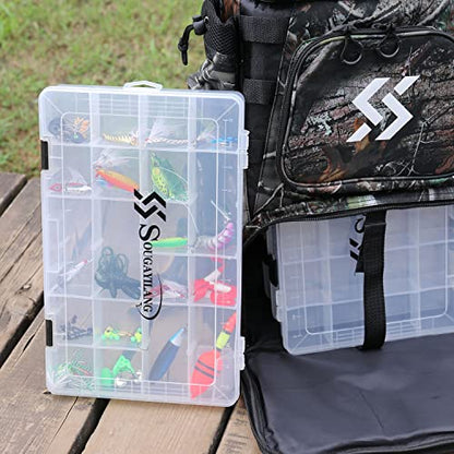 Sougayilang Fishing Tackle Boxes - 3600 3700 Plastic Storage Organizer Box with Removable Dividers - Fishing Tackle Storage - 4 Packs Transparent Tackle Trays