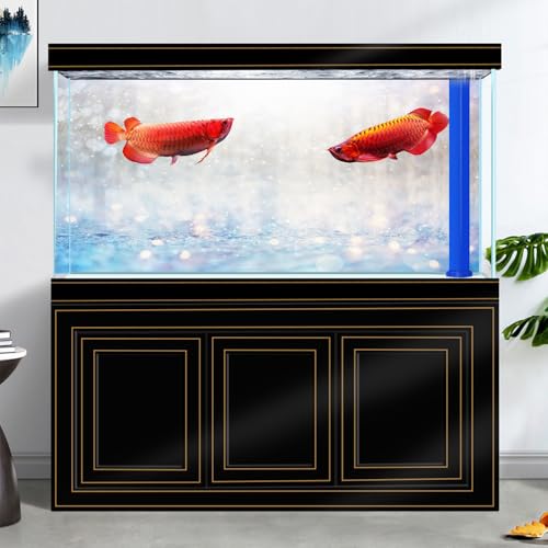 48x24IN Winter Silver White Bokeh Aquarium Background, Golden Spots Sparkle Fish Tank Decorations, Christmas Art Terrarium Background