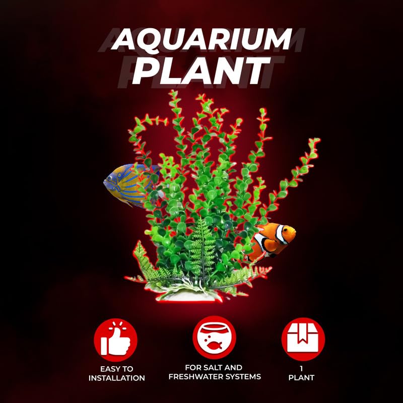 Aquatop 6" Artificial Bacopa Aquarium Plant with Weighted Base - Realistic Green Decoration for Freshwater & Saltwater Tanks, PD-BH31
