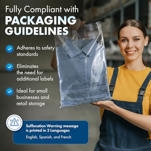6x9 Clear Poly Bag with Suffocation Warning – Self-Seal Adhesive, 1.5 Mil Clear Bag for FBA, Packaging Bags, Clothes Storage, & Shipping Bags – Resealable Poly Mailers (Pack of 4000)