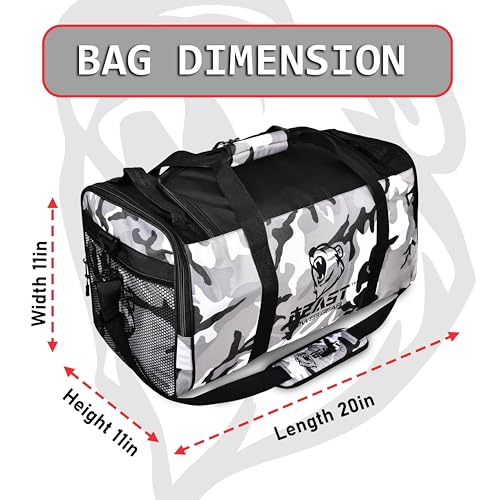 Gym Duffle Bag- Workout, Boxing, MMA, Sports Bag with Shoes Compartment and Adjustable Shoulder Strap for Men and Women (Gray Camo) - color: Gray Camo