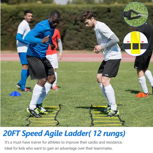 Haootadiy Soccer Agility Training Poles Equipment |Adjustable Soccer Equipment for Training Includes 6 Flexible Agility Poles - color: Multicolour