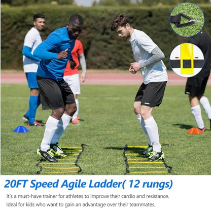Haootadiy Soccer Agility Training Poles Equipment |Adjustable Soccer Equipment for Training Includes 6 Flexible Agility Poles - color: Multicolour