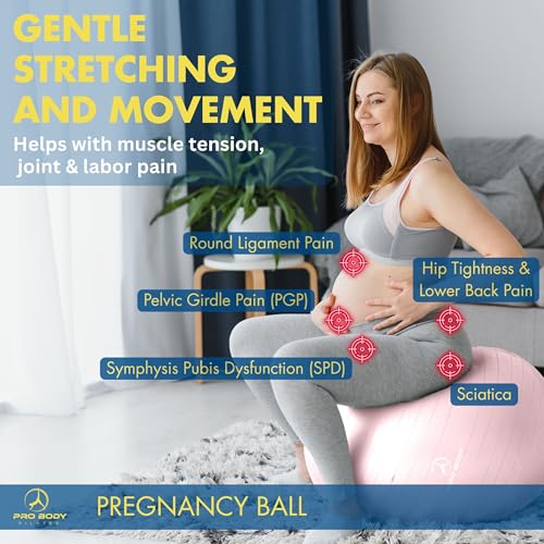 ProBody Pilates Pregnancy Ball with Guide - Birthing Ball - color: Rose, size: 55 cm: 4'4" - 5'-1"