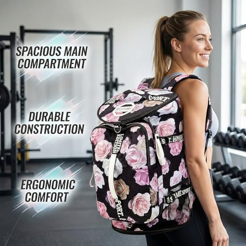 Gym Duffle Bag Backpack,4‑Way Waterproof with Shoe Compartment Travel Laptop - color: Red