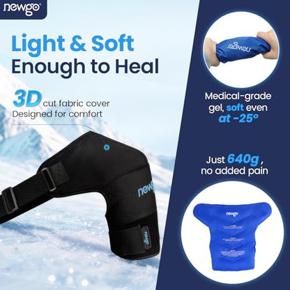 NEWGO Shoulder Ice Pack, Compression for Both Shoulders, FSA Eligible, M - style: Medium-Black