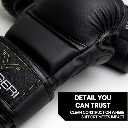 Hybrid MMA Sparring Gloves 7oz, Open Palm with Wrist Support - size: Large