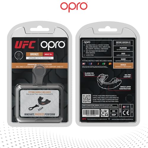 OPRO Bronze Level UFC Moldable Mouth Guard, Essential Fit (Black) - color: Ufc Black, size: Adult