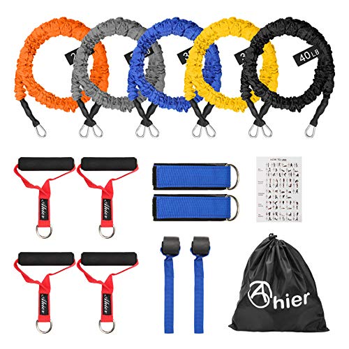 14 PCS Exercise Resistance Bands with Handles Set, Workout Bands for Men