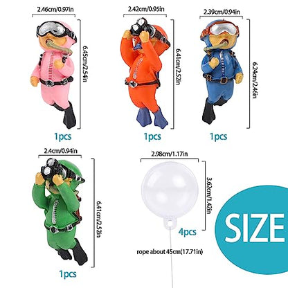 KALIONE Floating Fish Tank Decorations - Cute Little Diver Toys for Aquarium Decor - 4 Pack Ornaments Accessories