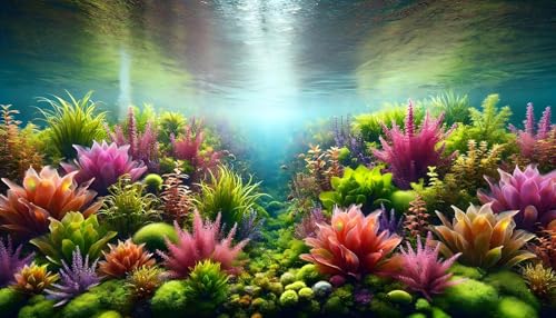Aquatic Plants Aquarium Background Red Green Plants Water Wave Fish Tank Background 24x12 Inches PVC Glass Container Decoration with Tapes - color: Plants 1, size: 24"x12"/60x30cm