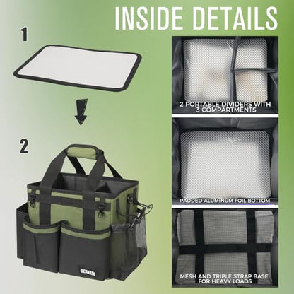 Compact Wearable Cleaning Caddy, Small Cleaning Caddy Supplies Organizer with Handle & Shoulder Straps for Housekeepers, Under Sink & Car Cleaning Tool Organizers Bag (Armygreen) - color: Armygreen