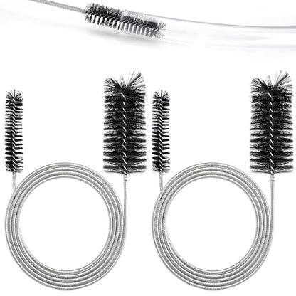 2-Pack Flexible Dual-Ended Aquarium & Kitchen Tube Brush – Stainless Steel Core with Durable Black Plastic, 61-Inch Long Cleaning Tool for Hoses, Pumps, and Narrow Pipes（Black）