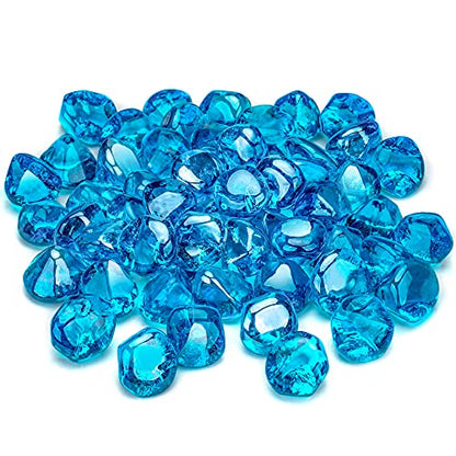 Stanbroil 10-Pound Fire Glass Diamonds - 1/2 inch Luster Fire Glass for Fireplace Fire Pit and Landscaping, Caribbean Blue Luster