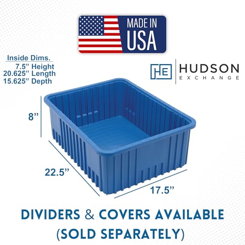 Hudson Exchange 22.5 x 17.5 x 8" Customizable Divider Grid Box Container Tote, Blue