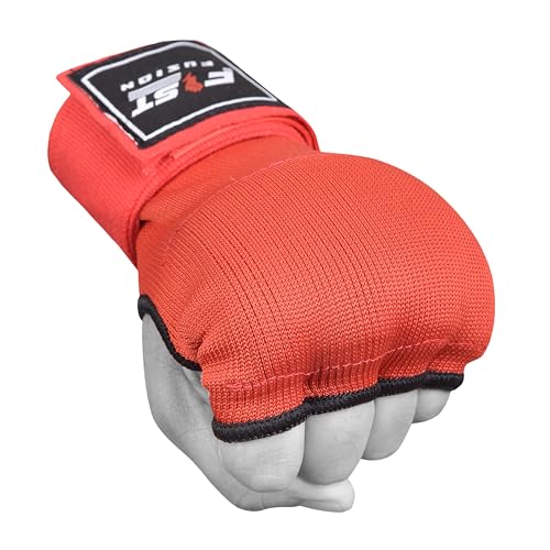 Boxing Inner Gloves Cotton Cloth Stretchable Gel Padded Kickboxing MMA Training Gloves Long Wrist Support Gloves - color: Red, size: Small-Medium