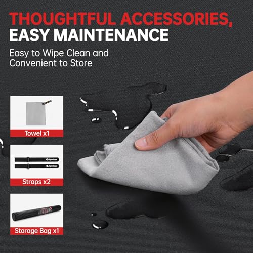 GymCope Large Exercise Mat for Home Workouts, 12x6/10x6/9x6/8x6/7x5/6x4 ft - color: 8'*6'Black
